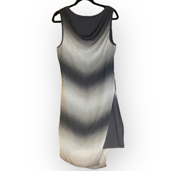 Ronan Chen Stretch Silky Slip Dress Tunic Grey White Size Medium - Picture 9 of 12